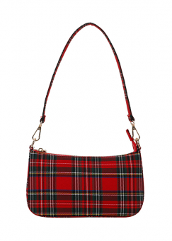 Красная сумка в клетку с коротким ремнем