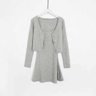 Комплект платье майка мини + укороченный кардиган в цвет