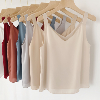 Топ майка S`20 шифон 2 слоя лямки пришиты