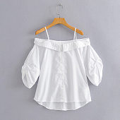 Картинка Рубашка топ открытые плечи лями короткий рукав от магазина LonnaMag