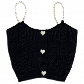 Картинка Топ вязаный лямки из жемчужных бусин + по середине 3 сердца мелкие жемчужины от магазина LonnaMag