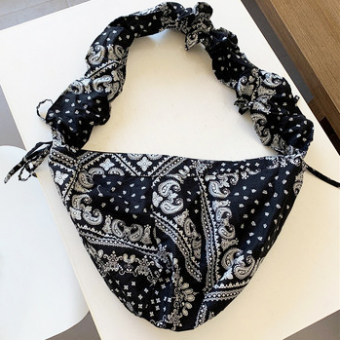 Сумка текстиль одна ручка сборка + завязки принт огурцы