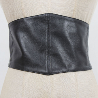 Широкий пояс корсет эко кожа сзади резинка 3 кнопки швы спереди