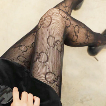 Колготки мелкая сетка с крупным узором ромбы GG