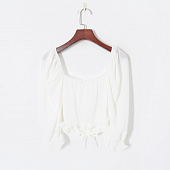 Картинка Топ романтичный оборки плечи на резинке снизу завязки от магазина LonnaMag