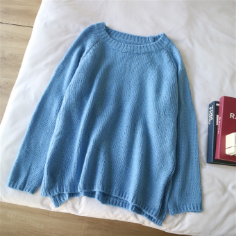 Свитер вязаный широкий круглый вырез oversize однотон
