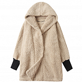 Картинка Пальто плюш широкое капюшон черные манжеты от магазина LonnaMag