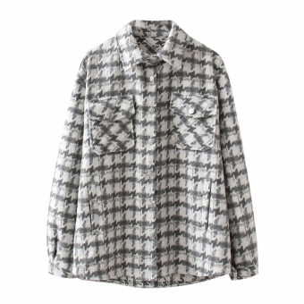 Рубашка куртка теплая шерсть серая гусиная лапка серебряные пуговицы