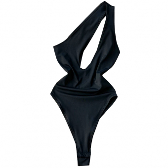 Боди на одно плечо длинный каплевидный вырез