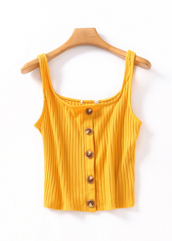 Топ майка рубчик эффект застежки на крупные пуговицы