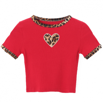 Топ футболка леопардовый кант и сердце