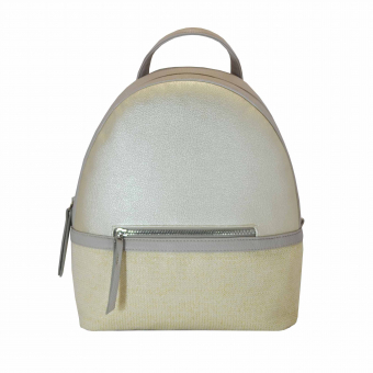 Рюкзак округлый перламутр + соломка молния по середине