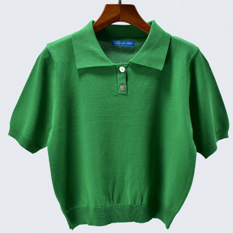 Топ футболка зеленый трикотаж 2 пуговицы