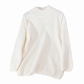 Картинка Длинный свитер широкий рубчик на вороте манжетах и снизу от магазина LonnaMag