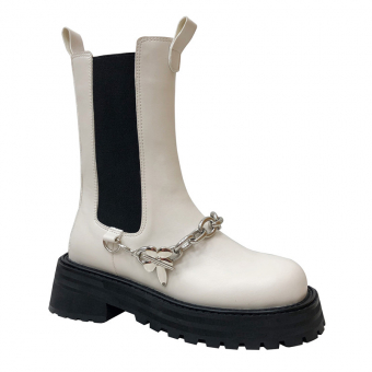 Сапоги челси высокие резинки сбоку по длине+массивная подошва+цепь с бабочкой