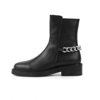 Полусапожки эко-кожа сзади цепь со стразами