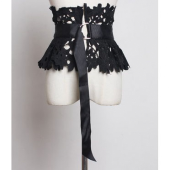 Пояс баска кружево широкая черная лента