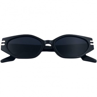 Очки овальной формы пластик оправа по бокам 2 металл полосы широкие дужки