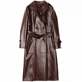 Картинка Тренч эко кожа черные пуговицы видимые швы сверху клапаны + пояс  от магазина LonnaMag