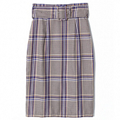 Картинка Юбка миди карандаш фиолтовая клетка широкий ремень от магазина LonnaMag