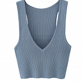 Картинка Топ короткий в рубчик V - образный вырез от магазина LonnaMag