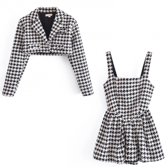 Костюм жакет укороченный пуговицы + платье сзади на молнии пышная юбка