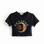 Картинка Топ футболка принт солце и полумесяц надпись eclipse от магазина LonnaMag