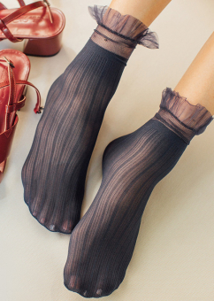 Носки капронки в рубчик с оборкой