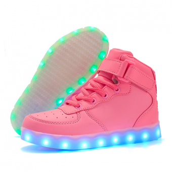 Высокие кроссовки на липучке со светящейся подошвой
