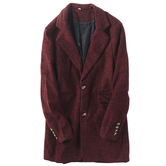 Пальто короткое как жакет бордовая пегая ткань черепаховые пуговицы