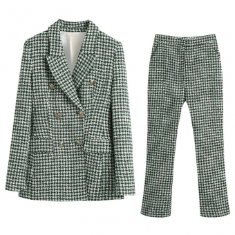 Костюм твид пиджак приталенный + брюки гусиная лапка