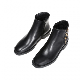 Ботинки кожзам молния сбоку с большим кольцом