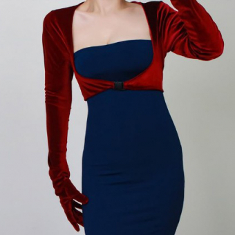 Накидка цельная бархат с перчатками застежка карабин