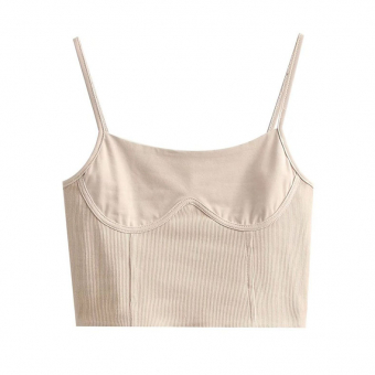 Топ молочный акцент под грудью в рубчик