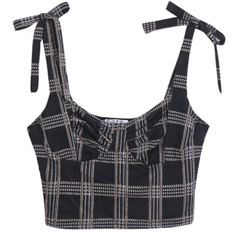 Топ чашки клетка лямки завязываются в бант