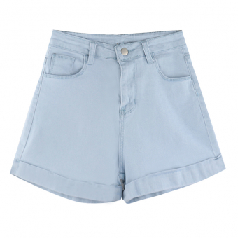 Шорты джинс в обтяжку с завышенной талией и подворотами