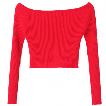 Топ трикотаж длинный рукав открытые плечи