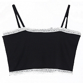 Картинка Топ черный стрейч белое кружево сверху и снизу от магазина LonnaMag