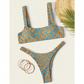 Картинка Купальник лиф на застежке лямки резинки + трусики по бокам резинки принт цветные пятна Лео от магазина LonnaMag