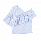 Картинка Топ один рукав рюша наискосок в полосу от магазина LonnaMag
