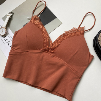 Топ хб стрейч треугольные чашки лямки-резинки - кружево