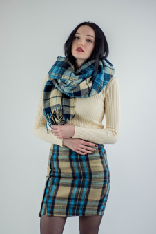 Юбка мини в клетку сзади кармашек