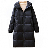 Картинка Пуховик длинный на молнии с капюшоном на спине по середине шов от магазина LonnaMag