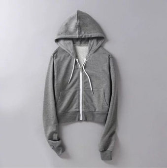 Толстовка укороченная с капюшоном белый замок и шнурки