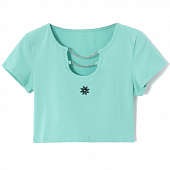 Картинка Топ футболка стрейч 2 цепи вышивка звезда от магазина LonnaMag