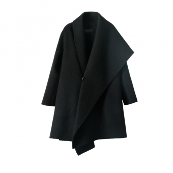 Пальто кокон шерстяное черное