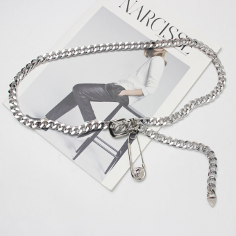 Ремень из цепи с булавкой, ширина 1,5 см