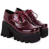 картинка Туфли ботинки шнуровка зубцы на платформе каблук 8 см лак от магазина LonnaMag