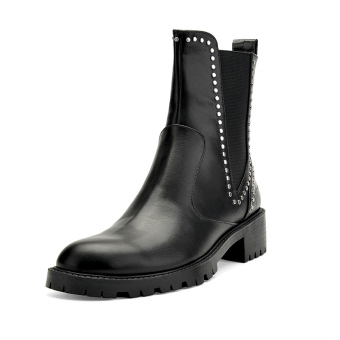 Ботинки челси толстый каблук по бокам резинки+заклепки