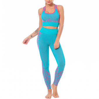 Костюм спорт топ + леггинсы пятна леопарда